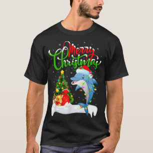 Lustiger Delfin-Fischliebhaber Weihnachtsbeleuchtu T-Shirt