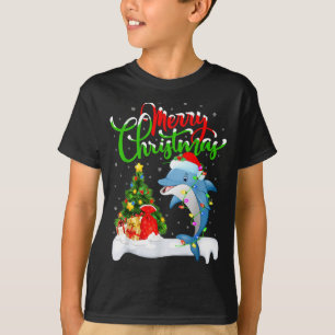 Lustiger Delfin-Fischliebhaber Weihnachtsbeleuchtu T-Shirt