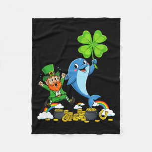Lustiger Delfin Kleeblatt St. Patricks Tag Frauen Fleecedecke