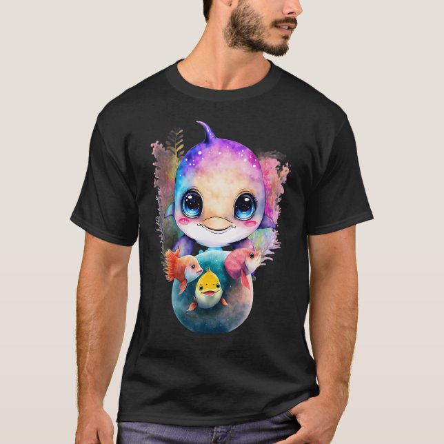 Lustiger Delfin und Fischfreunde T-Shirt (Vorderseite)