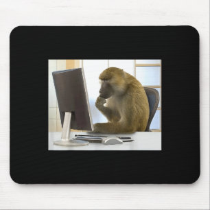 Lustiger denkender Affe Meme Büro Neugieriger Affe Mousepad