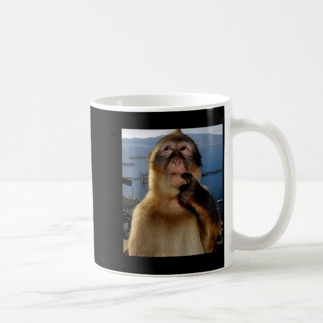 Lustiger denkender Affe Meme neugieriger Affe Brai Kaffeetasse (Rechts)