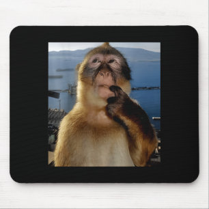 Lustiger denkender Affe Meme neugieriger Affe Brai Mousepad
