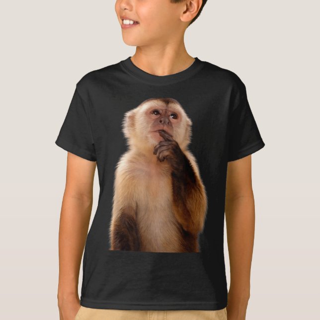 Lustiger denkender Affe Meme sarkastisch  T-Shirt (Vorderseite)