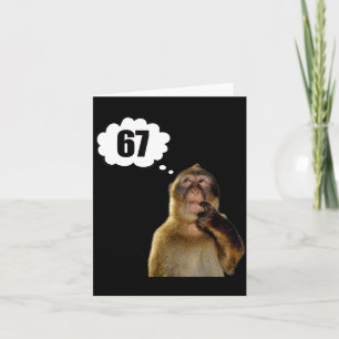 Lustiger denkender Affe Meme Sechs Sieben 6 7 Meme Karte