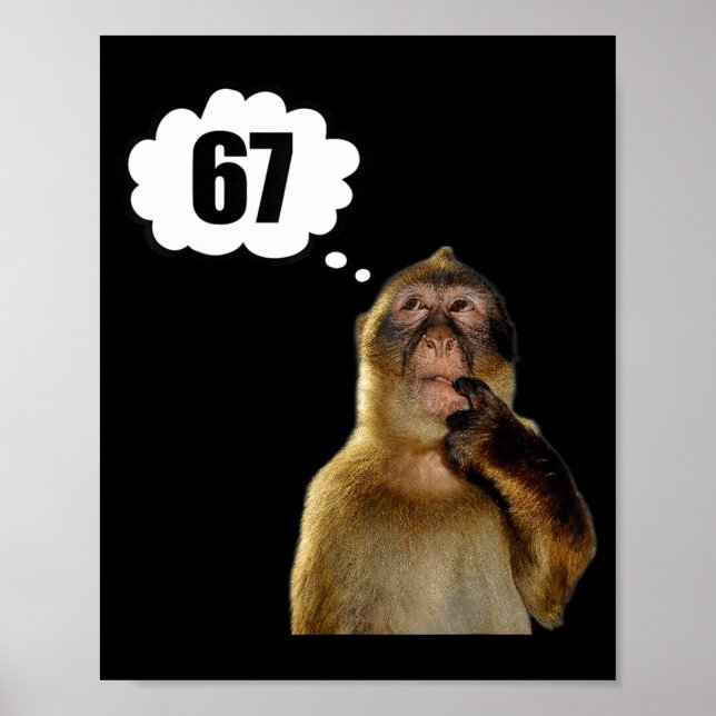 Lustiger denkender Affe Meme Sechs Sieben 6 7 Meme Poster (Vorne)