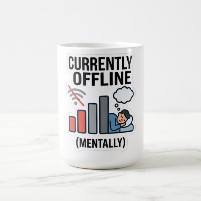 Lustiger "Derzeit geistig offline" Burnout-Humor T Kaffeetasse (Mittel)
