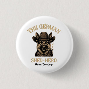 Lustiger deutscher Schäferhund-Cowboy-Deutscher Sh Button