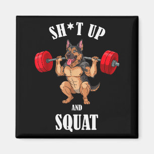 Lustiger Deutscher Schäferhund Fitness Kniebeugen Magnet