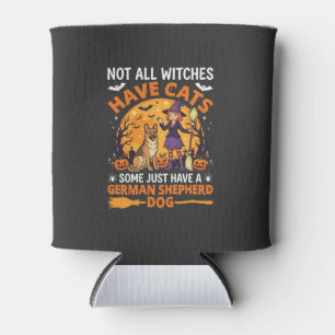 Lustiger Deutscher Schäferhund Halloween Hexe Hund Dosenkühler