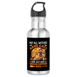 Lustiger Deutscher Schäferhund Halloween Hexe Hund Edelstahlflasche
