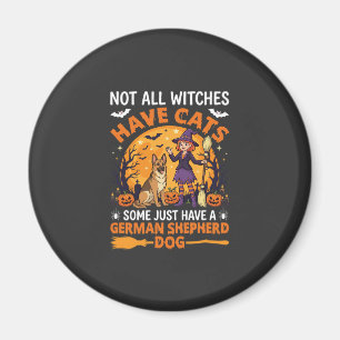 Lustiger Deutscher Schäferhund Halloween Hexe Hund Magnet