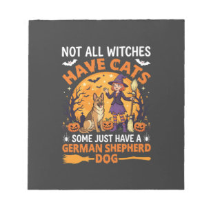 Lustiger Deutscher Schäferhund Halloween Hexe Hund Notizblock