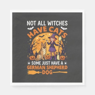 Lustiger Deutscher Schäferhund Halloween Hexe Hund Serviette
