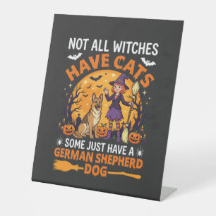 Lustiger Deutscher Schäferhund Halloween Hexe Hund Sockelschild