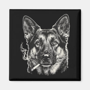 Lustiger Deutscher Schäferhund-Meme: Hund raucht Z Magnet