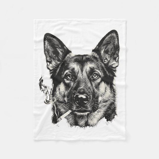 Lustiger Deutscher Schäferhund-Meme mit rauchendem Fleecedecke (Vorderseite)