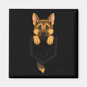 Lustiger Deutscher Schäferhund schaut in die Tasch Magnet