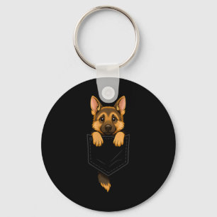 Lustiger Deutscher Schäferhund schaut in die Tasch Schlüsselanhänger