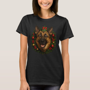 Lustiger Deutscher Schäferhund Weihnachten Hund Fe T-Shirt