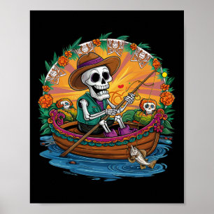 Lustiger Día De Los Muertos Angel-Fischerei Mit Poster