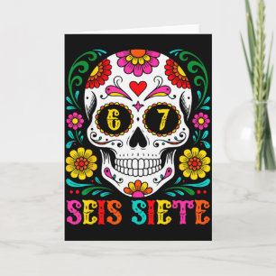 Lustiger Dia De Los Muertos Zucker-Schädel Seis Si Karte