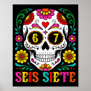 Lustiger Dia De Los Muertos Zuckerschädel Seis Sie Poster