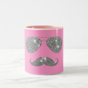 Lustiger Diamant-Schnurrbart mit Brille Zweifarbige Tasse