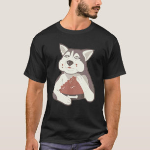 Lustiger dicker fetter Sibirischer Husky isst Hund T-Shirt
