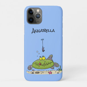 Lustiger dicker hungriger grüner Fisch Angel-Carto Case-Mate iPhone Hülle