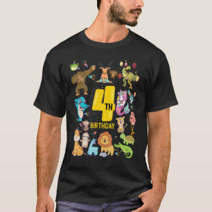 Lustiger Dinosaurier Einhorn Flamingo Lama 4 Jahr T-Shirt