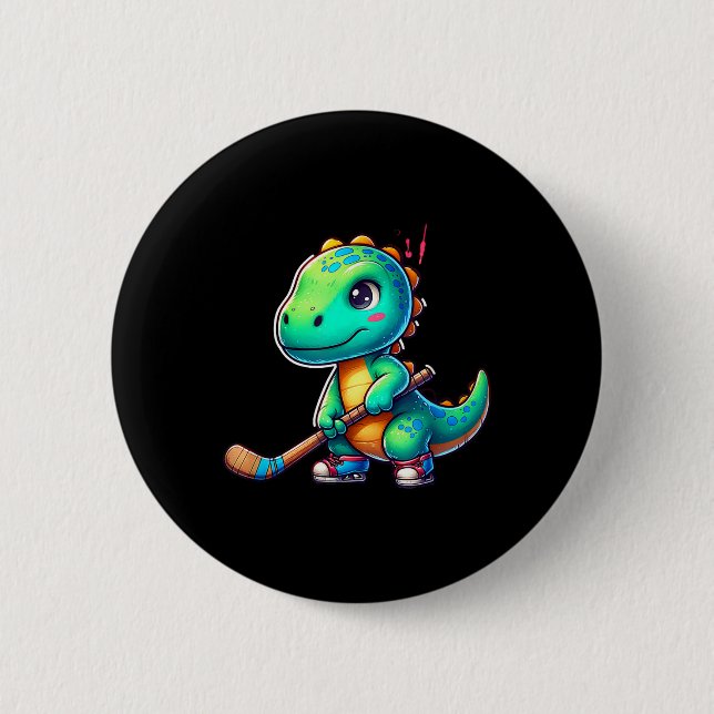 Lustiger Dinosaurier Feldhockeyspieler Cooles Team Button (Vorderseite)
