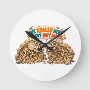 Lustiger Dinosaurier-Fossil-Humor Runde Wanduhr