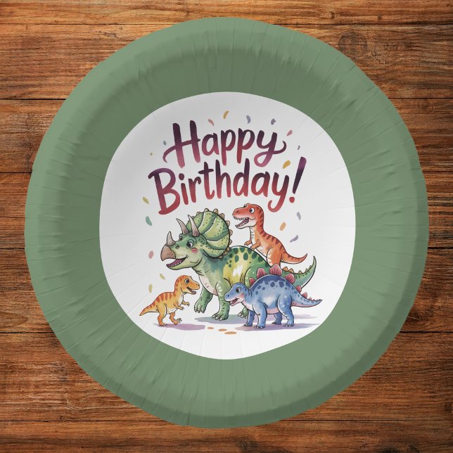 Lustiger Dinosaurier-Geburtstag  Pappteller (Von Creator hochgeladen)