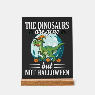 Lustiger Dinosaurier Halloween Hexe Grafik Acrylschild