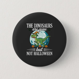 Lustiger Dinosaurier Halloween Hexe Grafik Button