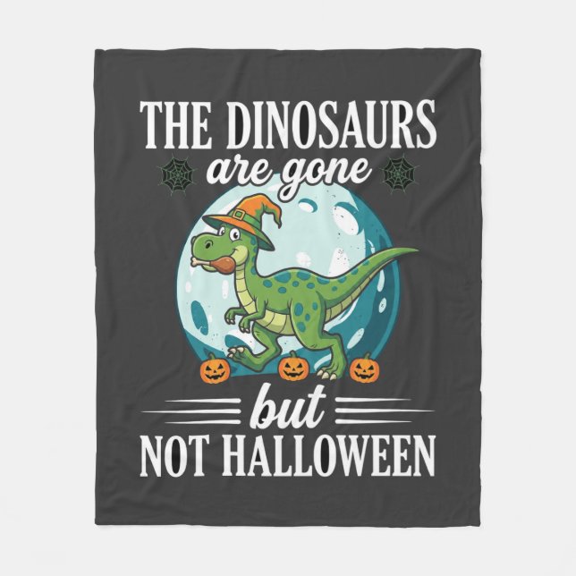 Lustiger Dinosaurier Halloween Hexe Grafik Fleecedecke (Vorderseite)
