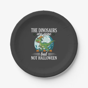 Lustiger Dinosaurier Halloween Hexe Grafik Pappteller