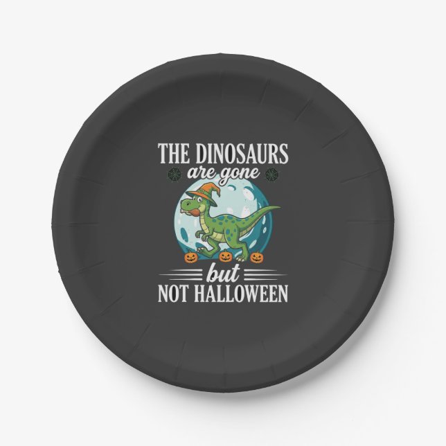 Lustiger Dinosaurier Halloween Hexe Grafik Pappteller (Vorderseite)