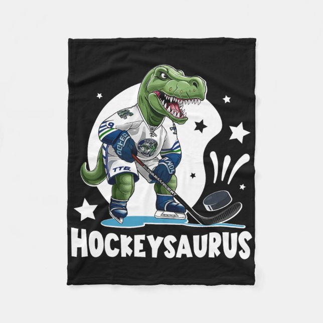Lustiger Dinosaurier-Hockey-Junge Hockeysaurus Fleecedecke (Vorderseite)
