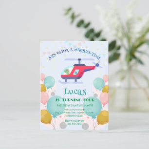 Lustiger Dinosaurier Hubschrauber Geburtstagsfeier Postkarte