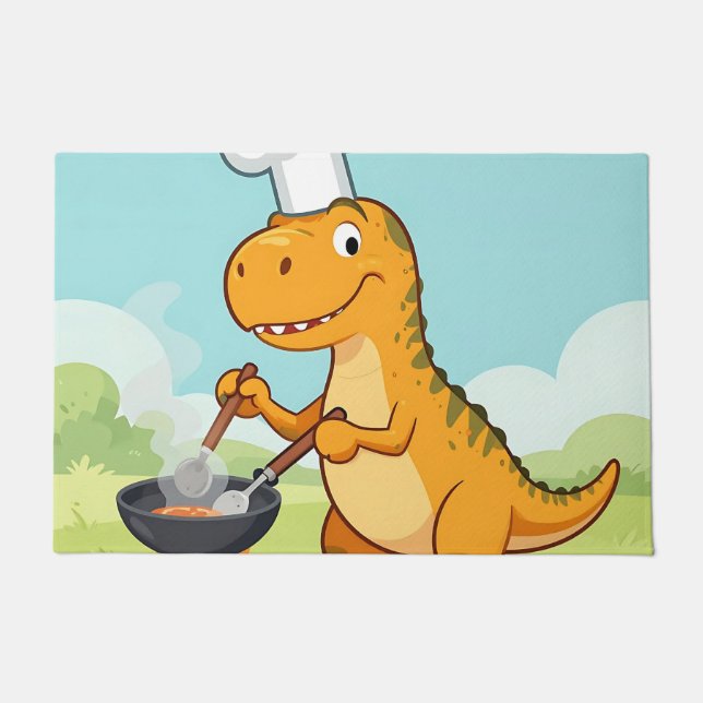 Lustiger Dinosaurier-Koch Fußmatte (Vorderseite)