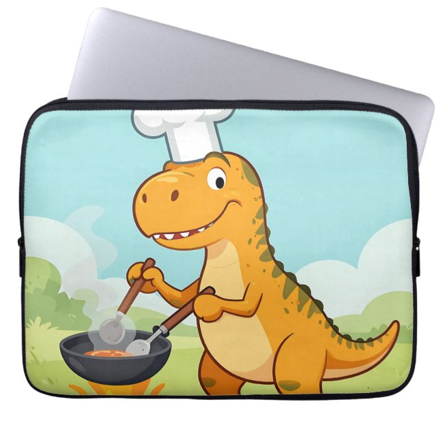 Lustiger Dinosaurier-Koch Laptopschutzhülle (Vorderseite)