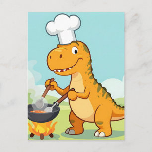 Lustiger Dinosaurier-Koch Postkarte