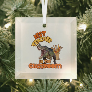 Lustiger Dinosaurier Kunstlehrer Kreativer Klassen Ornament Aus Glas