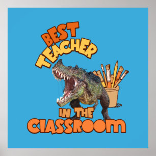 Lustiger Dinosaurier Kunstlehrer Kreativer Klassen Poster