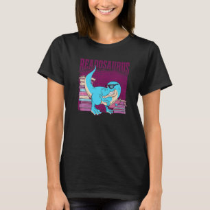 Lustiger Dinosaurier liest Bücher Bibliothek Büche T-Shirt