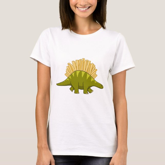 Lustiger Dinosaurier mit Pommes frites T-Shirt (Vorderseite)