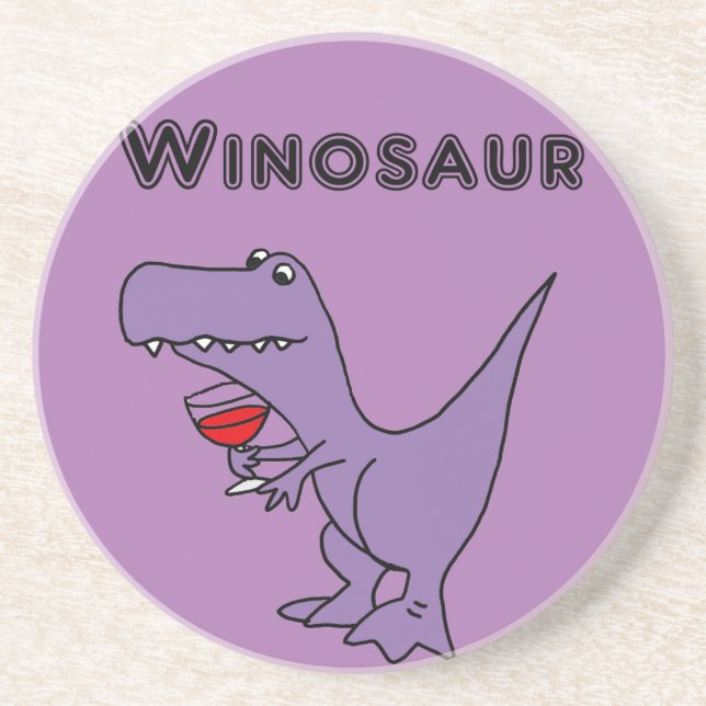 Lustiger Dinosaurier mit Wein ist ein Winosaur Sandstein Untersetzer (Vorne)