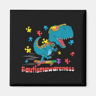 Lustiger Dinosaurier Skateboard fahrend Autismus-B Magnet